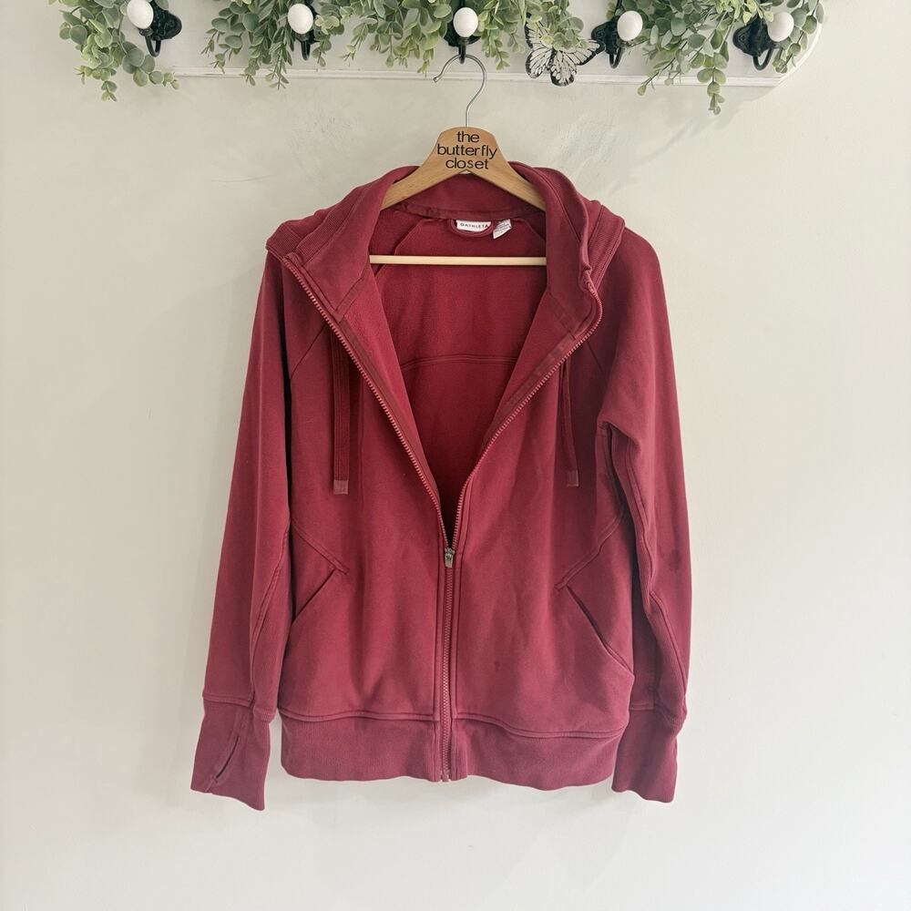 Athleta triumph Red Jacket Full Zip Hoodie With Thumb Holes large BB5198